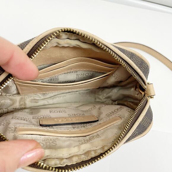 Michael Kors Women's Monogram Logo Crossbody Bag Brown Small - Picture 7 of 9